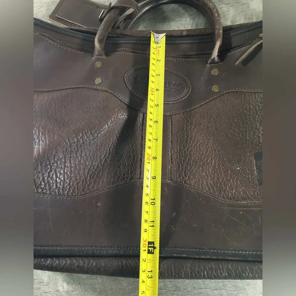 J W Hulme Original Heavy Leather Briefcase Messenger Overnight American Made